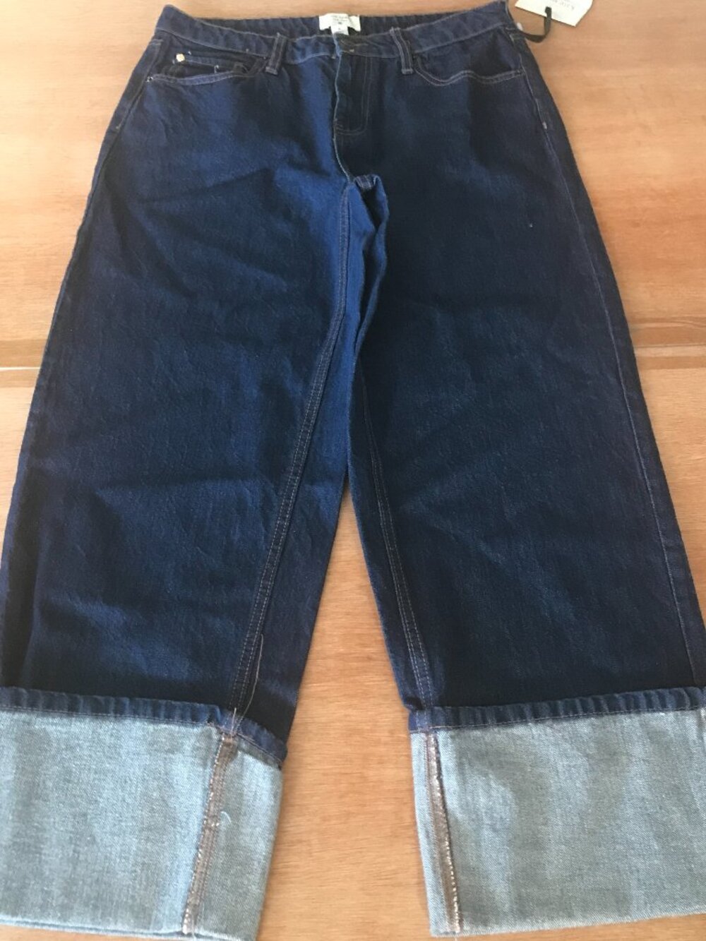 Kate Spade Target Straight Leg Wide Cuff Jeans Women 8 Blue High Rise Dark Wash